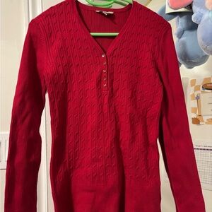 Red V-Neck Women's Sweater